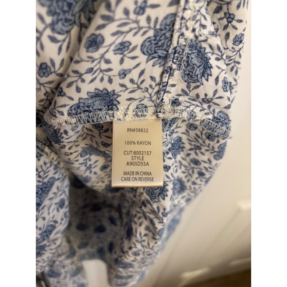 Max Studio Blue & White Floral Tiered Dress – Size Medium – Boho Style - Picture 7 of 8